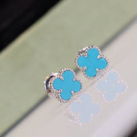[Aethel jewelry]CLOVER MINI TURQUOISE SILVER STUD EARRINGS