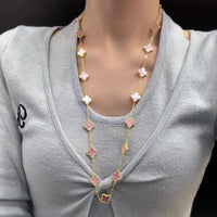 [Aethel jewelry]CLOVER 20 MOTIFS PINK MOP NECKLACE