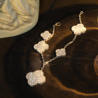 [Aethel jewelry]CLOVER BRACELET 5 MOTIF SILVER DIAMOND PAVED