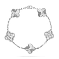 [Aethel jewelry]CLOVER 5 MOTIF SILVER DIAMOND BRACELET