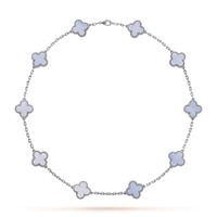 [Aethel jewelry]CLOVER 10 MOTIFS BLUE CHALCEDONY NECKLACE