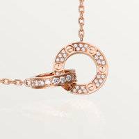 [Aethel jewelry]LOVE 7.6MM NECKLACE ROSE GOLD AND SILVER  FULL DIAMOND