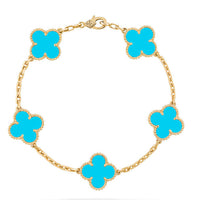 [Aethel jewelry]CLOVER 5 MOTIFS TURQUOISE BRACELET