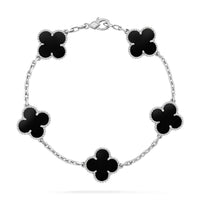 [Aethel jewelry]CLOVER 5 MOTIF ONYXS  BRACELET SILVER