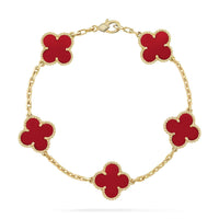 [Aethel jewelry]CLOVER 5 MOTIFS RED AGATE  BRACELET