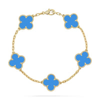 [Aethel jewelry]CLOVER 5 MOTIFS BLUE AGATE BRACELET