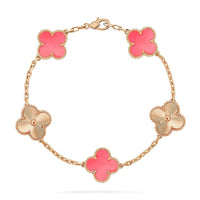 [Aethel jewelry]CLOVER BRACELET 5 MOTIF PINK AND PINK GOLD
