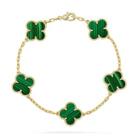 [Aethel jewelry]CLOVER 5 MOTIFS MALACHITE BRACELET