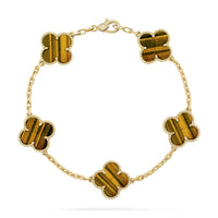 [Aethel jewelry]CLOVER  5 MOTIFS TIGER EYE BRACELET