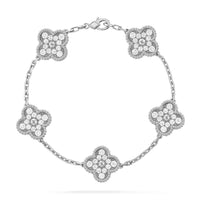 [Aethel jewelry]CLOVER 5 MOTIFS  DIAMOND BRACELET SILVER