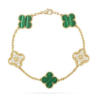 [Aethel jewelry]CLOVER  5 MOTIF MALACHITE DIAMOND BRACELET