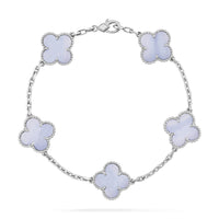 [Aethel jewelry]CLOVER  5 MOTIF PURPLE CHALCEDONY BRACELET SILVER