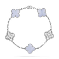 [Aethel jewelry]CLOVER  5 MOTIF DIAMOND PURPLE CHALCEDONY BRACELET SILVER