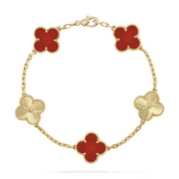[Aethel jewelry]CLOVER  5 MOTIFS CARNELIAN GOLD BRACELET