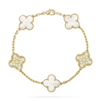[Aethel jewelry]CLOVER BRACELET 5 MOTIF WHITE MOP DIAMOND