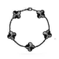 [Aethel jewelry]CLOVER 5 MOTIF BLACK BRACELET