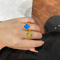 [Aethel jewelry]CLOVER RIVERSIBLE BLUE AGATE RING