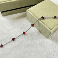 [Aethel jewelry]CLOVER 6 MOTIF RED AGATE BRACELET