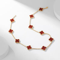 [Aethel jewelry]CLOVER 10 MOTIFS CARNELIAN NECKLACE