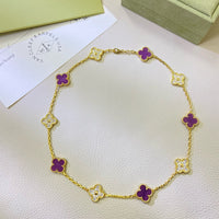 [Aethel jewelry]CLOVER 10 MOTIFS  PURPLE VIOLET DIAMOND NECKLACE