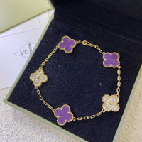 [Aethel jewelry]CLOVER  5 MOTIFS  PURPLE VIOLET DIAMOND BRACELET