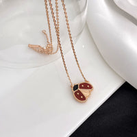 [Aethel jewelry]LUCKY  CARNELIANS LADYBUG NECKLACE