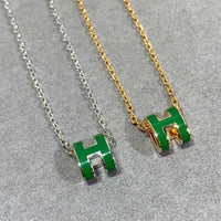 [Aethel jewelry]POP H GREEN NECKLACE SILVER AND GOLD