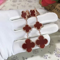 [Aethel jewelry]CLOVER 3 MOTIF CARNELIAN DROP EARRINGS