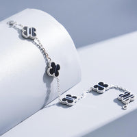 [Aethel jewelry]CLOVER 5 MOTIF VEINED ONYX BRACELET SILVER