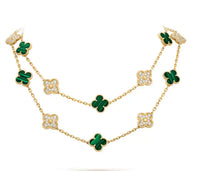 [Aethel jewelry]CLOVER 20 MOTIFS MALACHITE DIAMOND NECKLACE