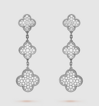 [Aethel jewelry]CLOVER 3 MOTIF DIAMOND SILVER DROP EARRINGS