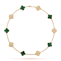 [Aethel jewelry]CLOVER 10 MOTIFS MALACHITE DIAMOND NECKLACE