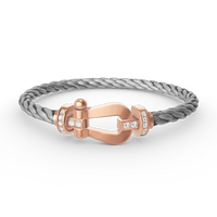[Aethel jewelry]FORCE LARGE HORSESHOE HALF DIAMOND BRACELET ROSE GOLD
