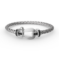 [Aethel jewelry]FORCE LARGE HORSESHOE BLACK DIAMOND BRACELET SILVER