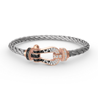 [Aethel jewelry]FORCE LARGE HORSESHOE BLACK WHITE DIAMOND BRACELET ROSE GOLD