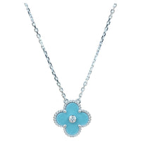 [Aethel jewelry]CLOVER 15MM DIAMOND SVRES PORCELAIN  NECKLACE SILVER