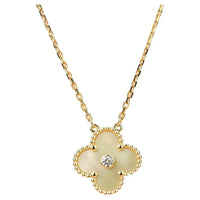[Aethel jewelry]CLOVER 15MM DIAMOND GOLD MOTHER OF PEARL NECKLACE