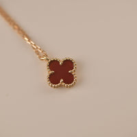 [Aethel jewelry]CLOVER MINI 9.5MM WHITE CARNELIANS NECKLACE