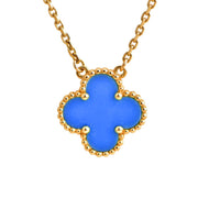 [Aethel jewelry]CLOVER 15MM BLUE AGATE NECKLACE