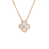 [Aethel jewelry]CLOVER 15MM DIAMOND WHITE FRITILLARIA NECKLACE