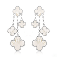 [Aethel jewelry]CLOVER EARRINGS WHITE MOP 4 MOTIFS SILVER