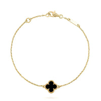 [Aethel jewelry]CLOVER ONYX SINGLE FLOWER BRACELET