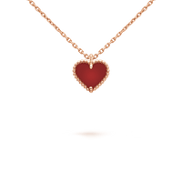 [Aethel jewelry]SWEET CLOVER CARNELIAN HEART NECKLACE