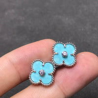[Aethel jewelry]CLOVER 1 DIAMOND BLUE SKY SILVER EARRINGS