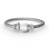 [Aethel jewelry]FORCE LARGE HORSESHOE HALF DIAMOND BRACELET SILVER