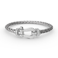 [Aethel jewelry]FORCE LARGE HORSESHOE FULL DIAMOND BRACELET SILVER